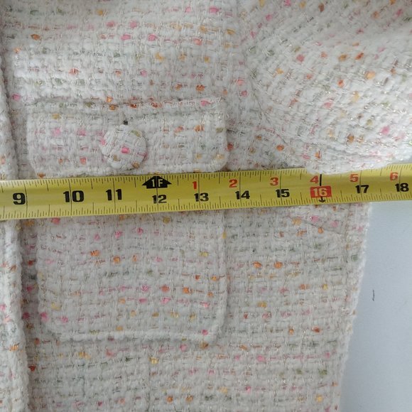 Simons short cropped wool blend tweed jacket ivory cream pink orange Sma… - Picture 15 of 15